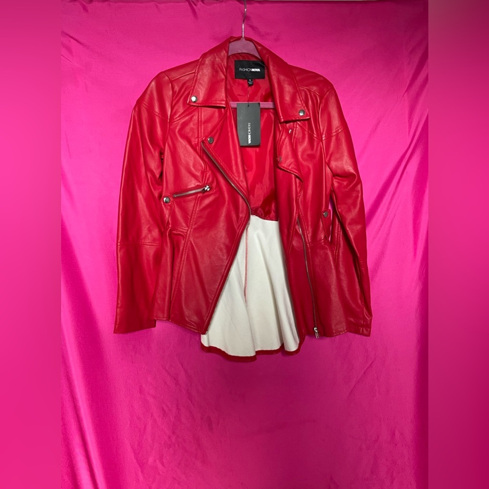 FASHION NOVA Red Leather Jacket